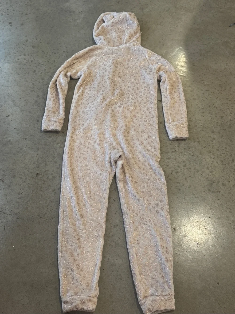 Justice Plush Hooded Kids Onesie Pajamas in Light Tan